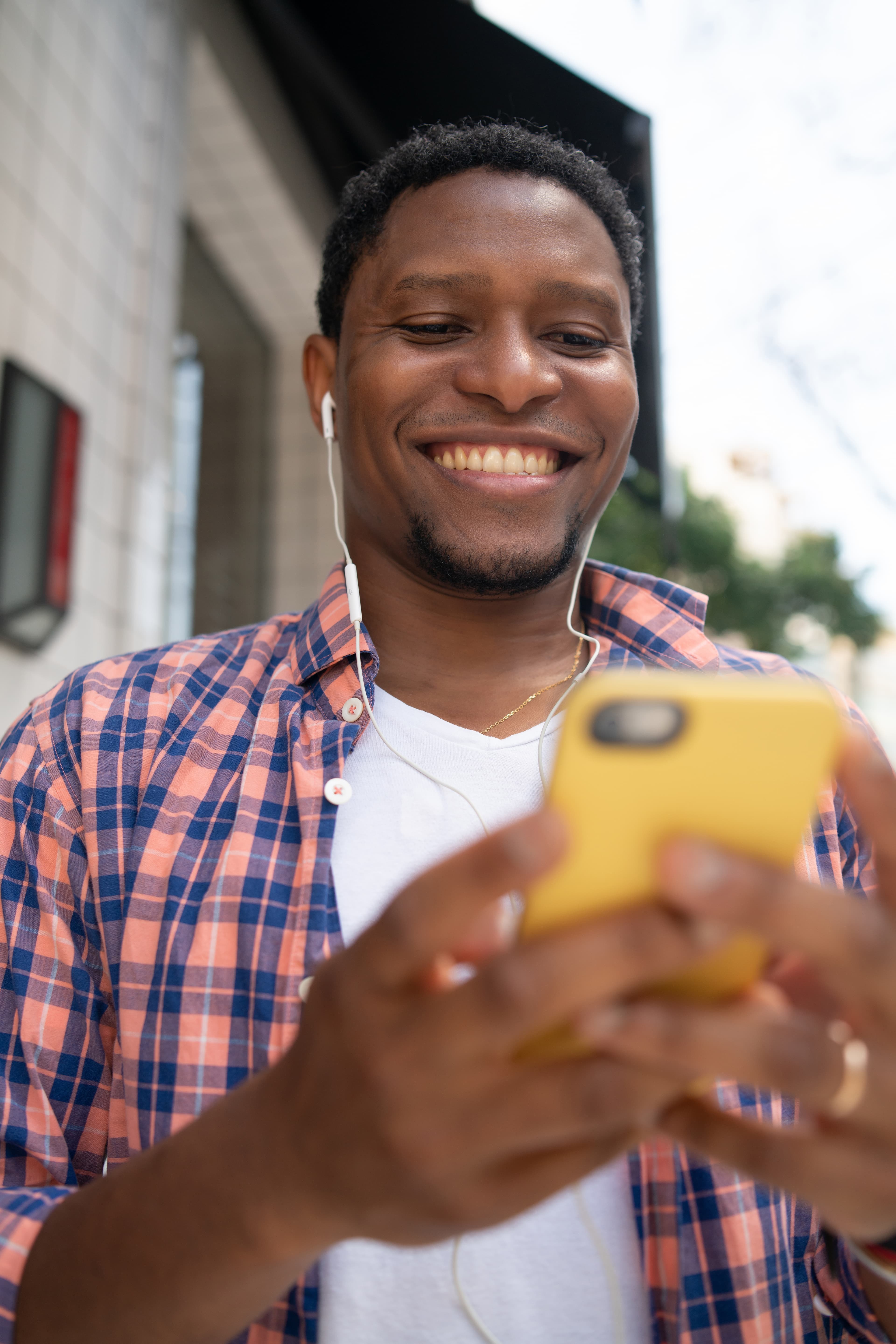 Man smiling while using Pleep
